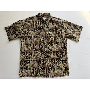 Tori Richard Vintage Hawaiian Shirt Palm Tree L Bamboo Short Sleeve